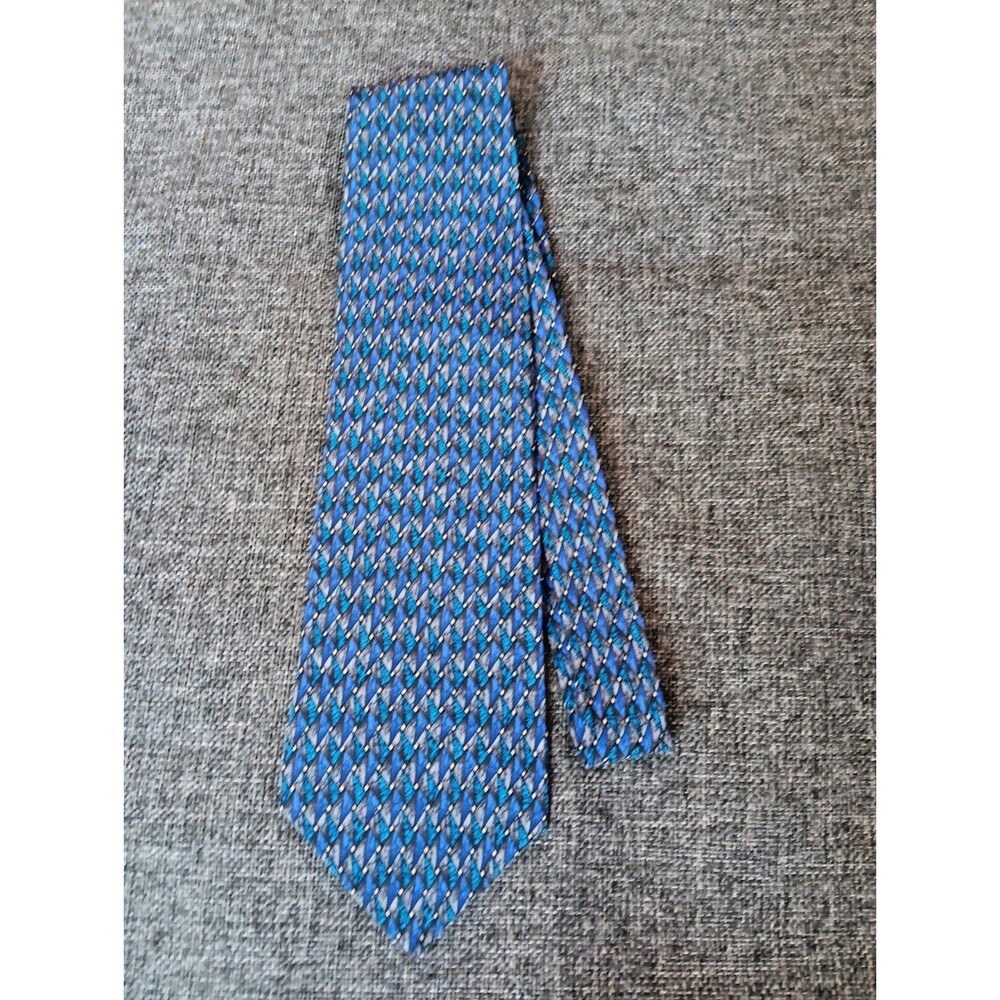 Stonehenge Tie 70s 80s 90s Y2K Mens Silk Blue Gray 3.75 Wide 56 Long